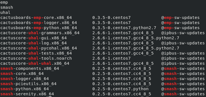 Current software versions on the ComX